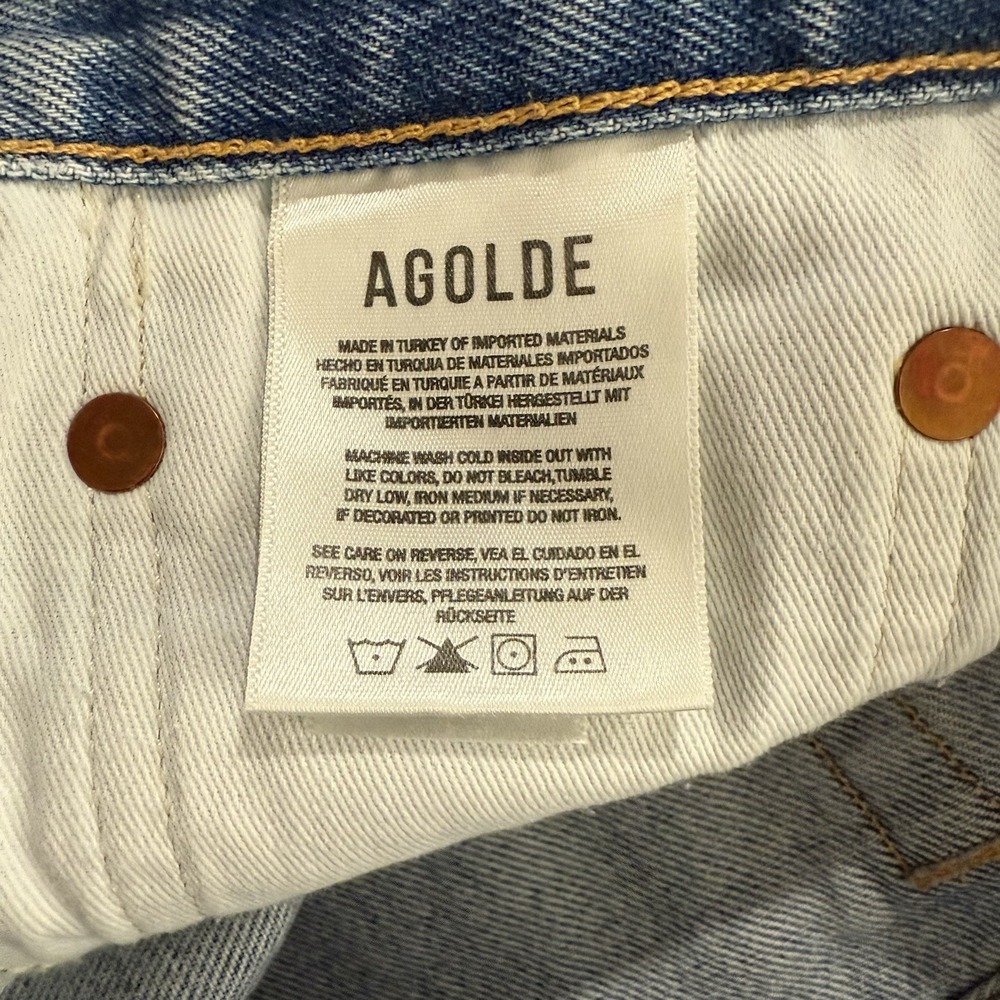 Agolde Parker Vintage Cut Off Shorts 26 Swapmeet Blue Denim Jean Button Fly High - Picture 4 of 5